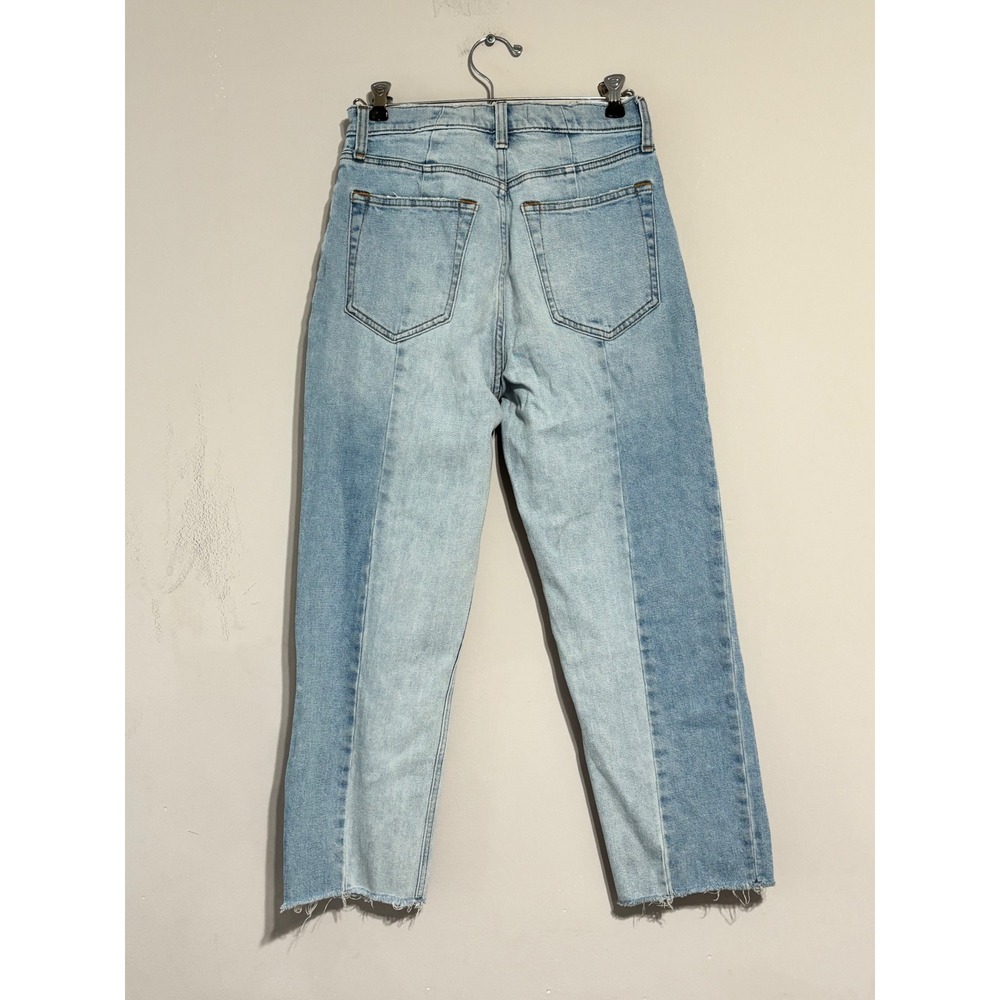 Abercrombie & Fitch Curve Love Ankle Straight Ultra High Rise Two Tone Jeans 6 - Picture 2 of 6